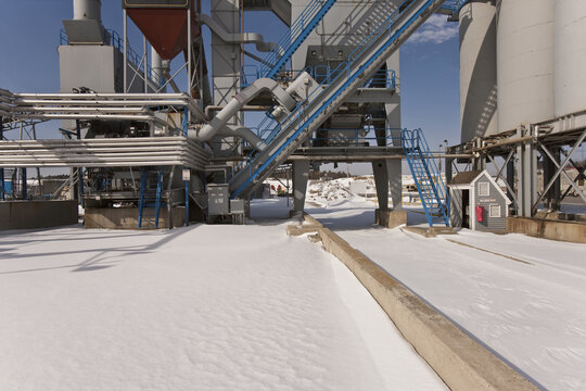 Asphalt plant in snow