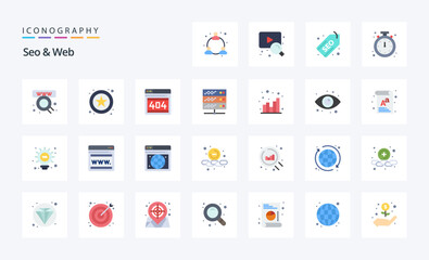 25 Seo  Web Flat color icon pack