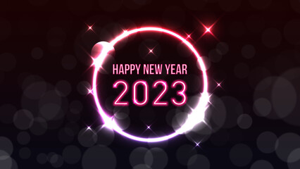 Happy new year 2023 logo text design 