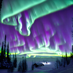Aurora borealis on christmas night created by artificial intelligence