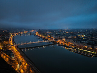 Aerial view of the city of Budapest in Hungary
