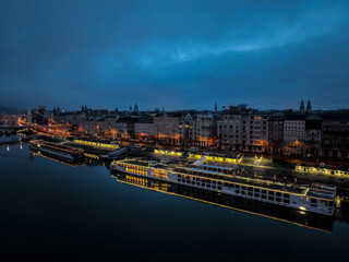 Aerial view of the city of Budapest in Hungary