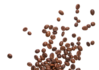 Coffee beans on transparent background. PNG file.