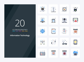 Fototapeta na wymiar 20 Information Technology Flat Color icon for presentation