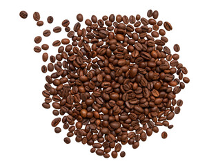 Coffee beans on transparent background. PNG file.