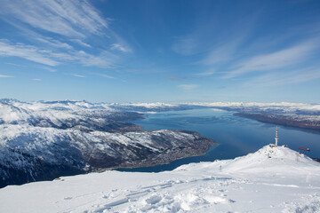 Fototapeta na wymiar ski resort Narvik at the top 