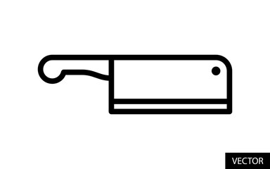 Fototapeta premium Cleaver, Meat knife vector icon in line style design for website, app, UI, isolated on white background. Editable stroke. Vector illustration.