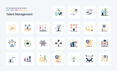 25 Talent Management Flat color icon pack