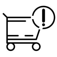 shopping cart icon with exclamation mark 