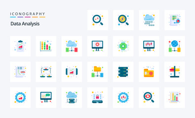 25 Data Analysis Flat color icon pack