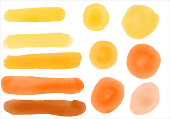 watercolor lines elements for decoration orange color