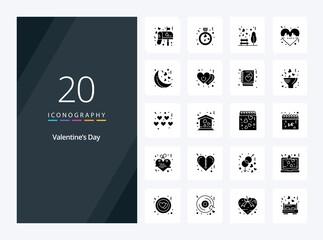 20 Valentines Day Solid Glyph icon for presentation