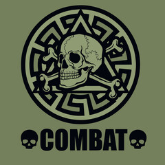 military sign with skull, grunge vintage design t shirts