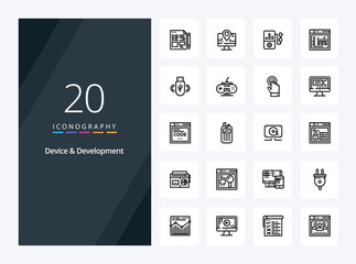 Fototapeta na wymiar 20 Device And Development Outline icon for presentation
