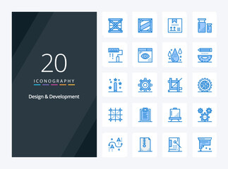 Fototapeta na wymiar 20 Design Development Blue Color icon for presentation