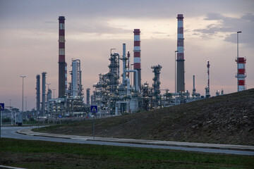 Big oil refinery at dawn