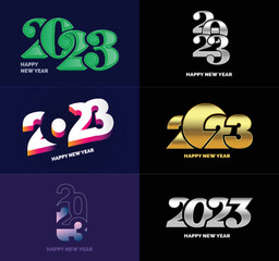 Big Collection of 2023 Happy New Year symbols Cover of business diary for 2023 with wishes