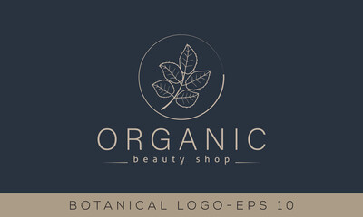 Botanical Floral element Hand Drawn Logo with Wild Flower and Leaves. Logo for spa and beauty salon, boutique, organic shop, weddings, floral design, interior, photography, jewelry, and cosmetics.