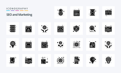 25 Seo Solid Glyph icon pack