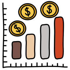 COSTS & REVENUES CHART filled outline icon