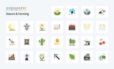 25 Nature And Farming Flat color icon pack