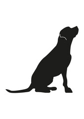 vector silhouette of a sitting dog in black and white