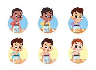 Kid Saving Money Putting into a Jar