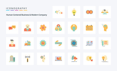 25 Human Centered Business And Modern Company Flat color icon pack