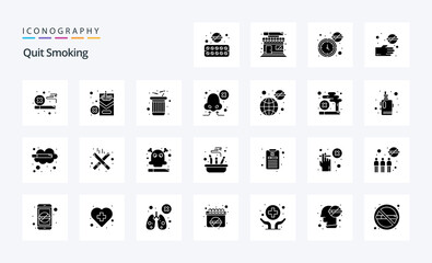 25 Quit Smoking Solid Glyph icon pack