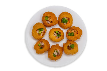 Popular tasty favourite indian street food pani puri, panipuri, Golgappe or gol gappe chaat item in mumbai, delhi