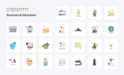 25 Business And Education Flat color icon pack