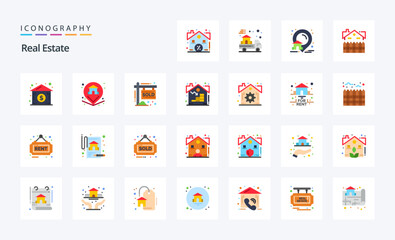 25 Real Estate Flat color icon pack