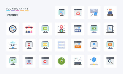 25 Internet Flat color icon pack