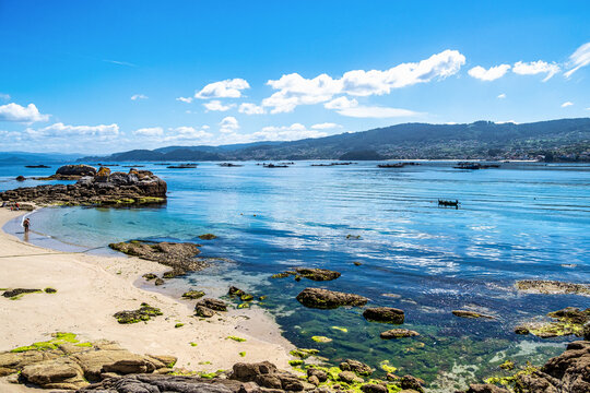 Beluso marina located in the bay of Bueu, in the province of Pontevedra, Galicia, Spain