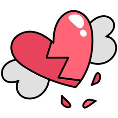 BROKEN HEART filled outline icon