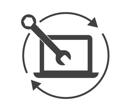 computer with repair icon vector.
