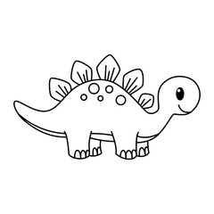 Cute dinosaurs cartoon characters vector illustration. For kids coloring book.