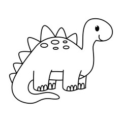 Cute dinosaurs cartoon characters vector illustration. For kids coloring book.