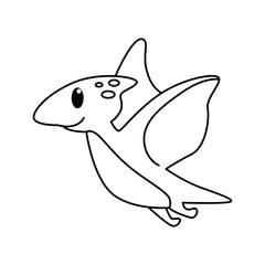 Cute dinosaurs cartoon characters vector illustration. For kids coloring book.