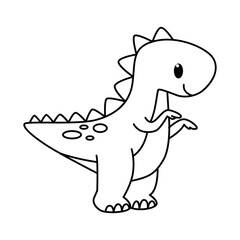 Cute dinosaurs cartoon characters vector illustration. For kids coloring book.