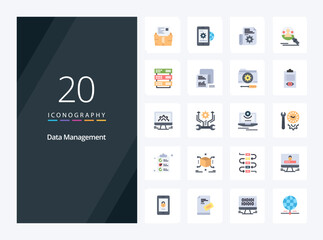 Fototapeta na wymiar 20 Data Management Flat Color icon for presentation
