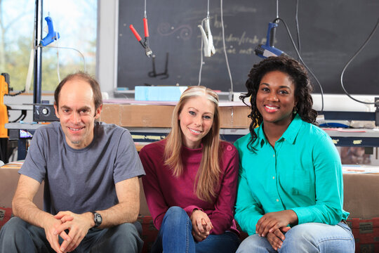 Students in an engineering fabrication laboratory, the man with Aspergers