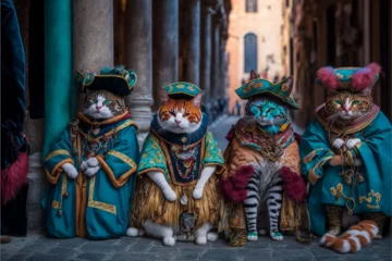  a brigade of cats wearing costumes at the venice carnival © Bishop80