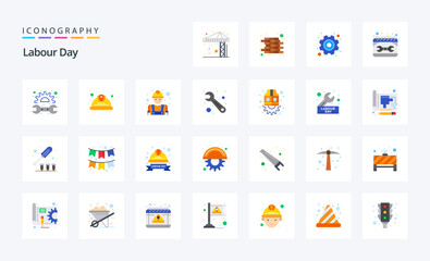 25 Labour Day Flat color icon pack
