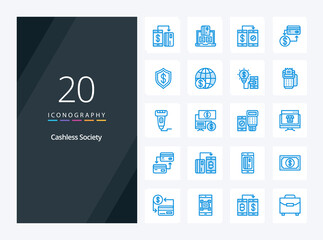 20 Cashless Society Blue Color icon for presentation