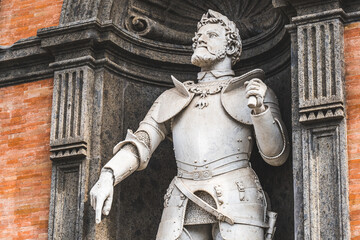 Carlo V statue at the entrance of Royal Palace in Naples