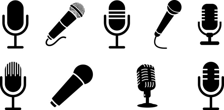 Microphone icon set. Different microphone collection. Vector