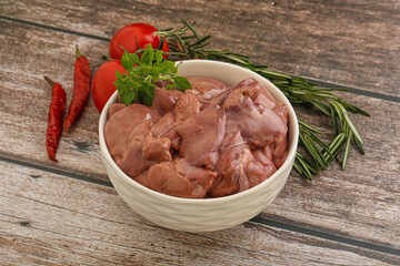 Raw chicken liver in the bowl