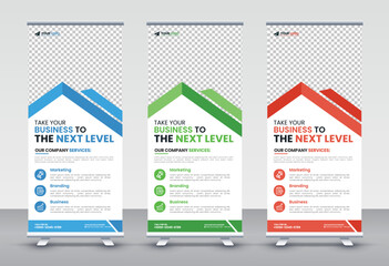 Modern Corporate rollup and X banner design templates for corporate Business, company, shop, brand and restaurant with professional creative and modern design