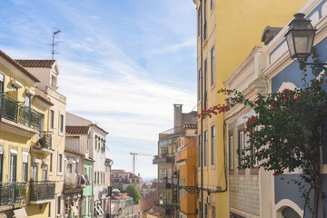 Fototapeta na wymiar Colorful old street in Lisbon